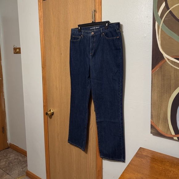 Lands' End Size 16 Dark Wash Straight Leg High Rise Jeans w/30" Inseam - EUC - Picture 1 of 6